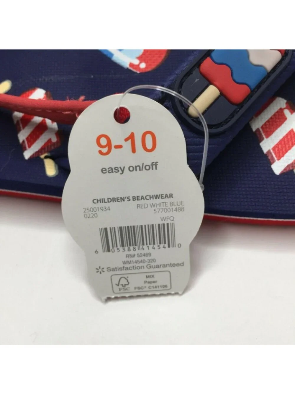 Wonder Nation Toddler Boys Girls Popsicle Beach Flip Flops Sandals Size 9-10